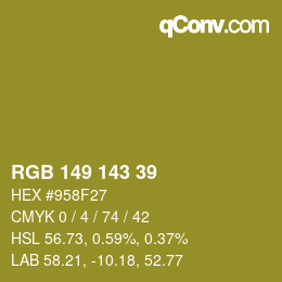 カラーコード: RGB 149 143 39 | qconv.com
