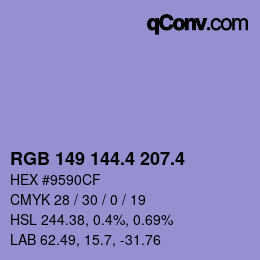 カラーコード: RGB 149 144.4 207.4 | qconv.com