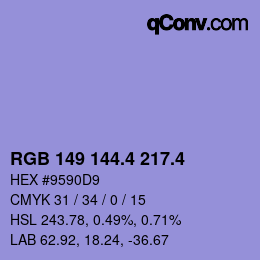 カラーコード: RGB 149 144.4 217.4 | qconv.com