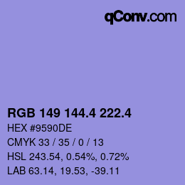 カラーコード: RGB 149 144.4 222.4 | qconv.com