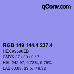 カラーコード: RGB 149 144.4 237.4 | qconv.com