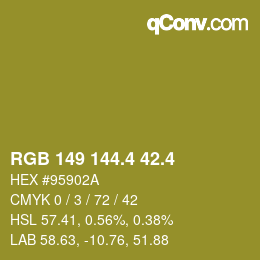 カラーコード: RGB 149 144.4 42.4 | qconv.com