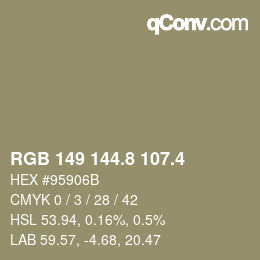 カラーコード: RGB 149 144.8 107.4 | qconv.com
