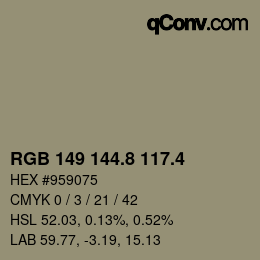 カラーコード: RGB 149 144.8 117.4 | qconv.com