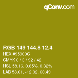 カラーコード: RGB 149 144.8 12.4 | qconv.com