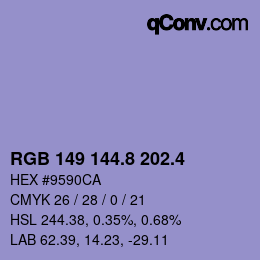 カラーコード: RGB 149 144.8 202.4 | qconv.com