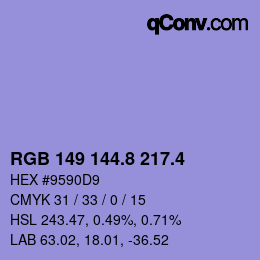 カラーコード: RGB 149 144.8 217.4 | qconv.com