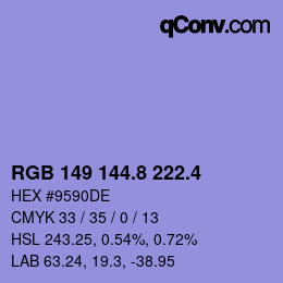 カラーコード: RGB 149 144.8 222.4 | qconv.com