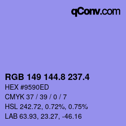 カラーコード: RGB 149 144.8 237.4 | qconv.com