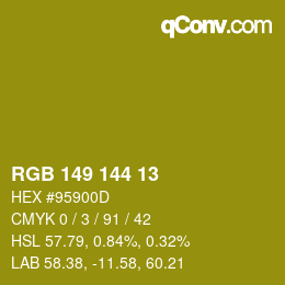 カラーコード: RGB 149 144 13 | qconv.com