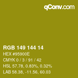 Color code: RGB 149 144 14 | qconv.com