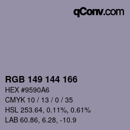 Color code: RGB 149 144 166 | qconv.com