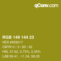 Color code: RGB 149 144 23 | qconv.com