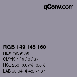 Color code: RGB 149 145 160 | qconv.com