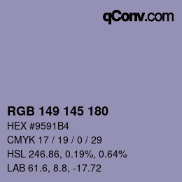 Color code: RGB 149 145 180 | qconv.com