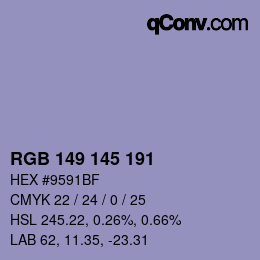 Color code: RGB 149 145 191 | qconv.com