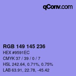 Color code: RGB 149 145 236 | qconv.com