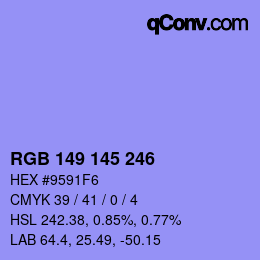 Color code: RGB 149 145 246 | qconv.com