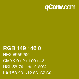 Color code: RGB 149 146 0 | qconv.com