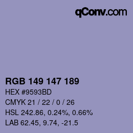 Farbcode: RGB 149 147 189 | qconv.com