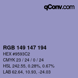 Código de color: RGB 149 147 194 | qconv.com