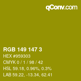 Color code: RGB 149 147 3 | qconv.com