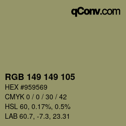 Color code: RGB 149 149 105 | qconv.com