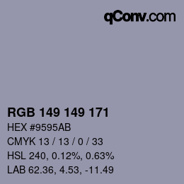 Color code: RGB 149 149 171 | qconv.com