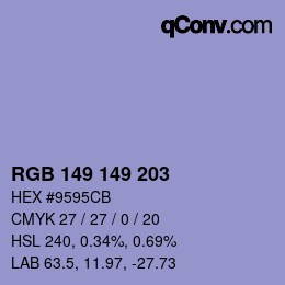 Color code: RGB 149 149 203 | qconv.com