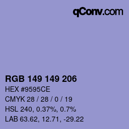 Color code: RGB 149 149 206 | qconv.com
