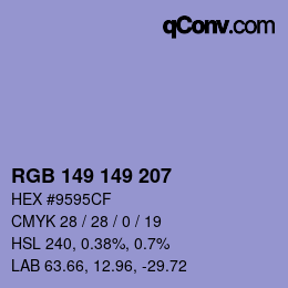 Color code: RGB 149 149 207 | qconv.com