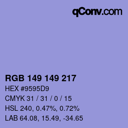Color code: RGB 149 149 217 | qconv.com