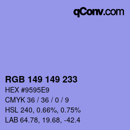 Color code: RGB 149 149 233 | qconv.com