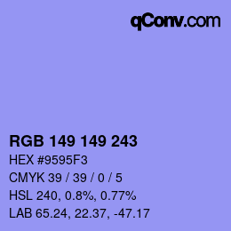 Farbcode: RGB 149 149 243 | qconv.com