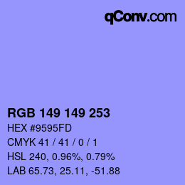 Color code: RGB 149 149 253 | qconv.com