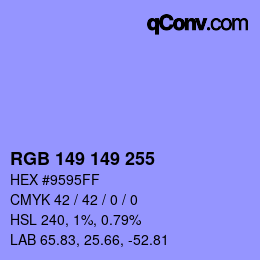 Color code: RGB 149 149 255 | qconv.com