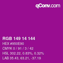 颜色代码: RGB 149 14 144 | qconv.com