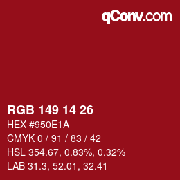 Color code: RGB 149 14 26 | qconv.com