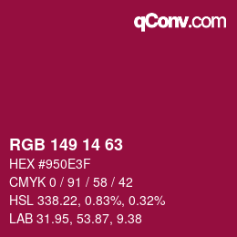 カラーコード: RGB 149 14 63 | qconv.com