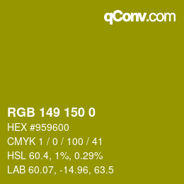 Color code: RGB 149 150 0 | qconv.com