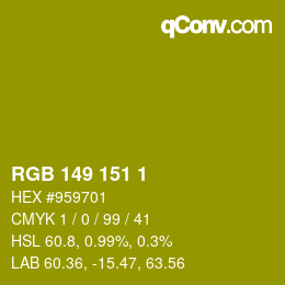 Color code: RGB 149 151 1 | qconv.com