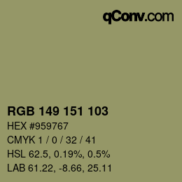 カラーコード: RGB 149 151 103 | qconv.com