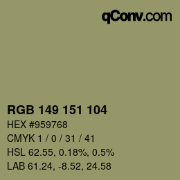 Color code: RGB 149 151 104 | qconv.com
