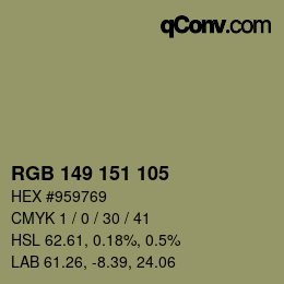 カラーコード: RGB 149 151 105 | qconv.com