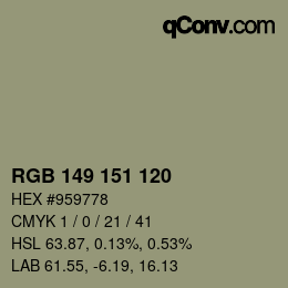 颜色代码: RGB 149 151 120 | qconv.com