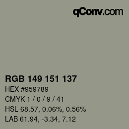 Code couleur: RGB 149 151 137 | qconv.com