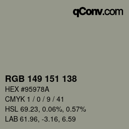 Color code: RGB 149 151 138 | qconv.com