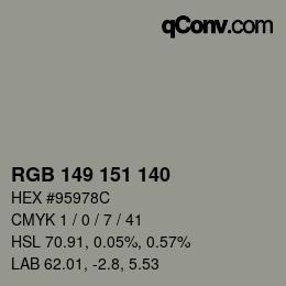颜色代码: RGB 149 151 140 | qconv.com