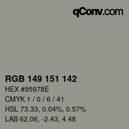 Color code: RGB 149 151 142 | qconv.com
