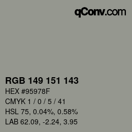 Color code: RGB 149 151 143 | qconv.com